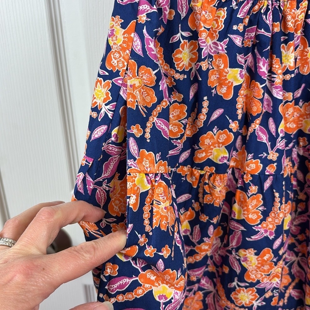 J. Crew Harborside cutout dress navy orange floral sz xs - Picture 7 of 9